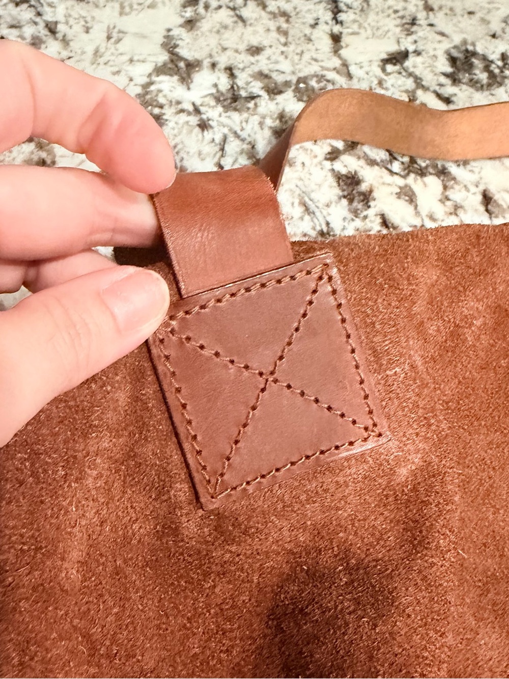 Vintage 90s Ralph Lauren Tan suede slouchy Canvas Tote with Brown Leather Trim - Picture 6 of 7